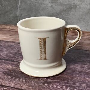 Anthropologie ~ Gold Monogram “I” Coffee Mug